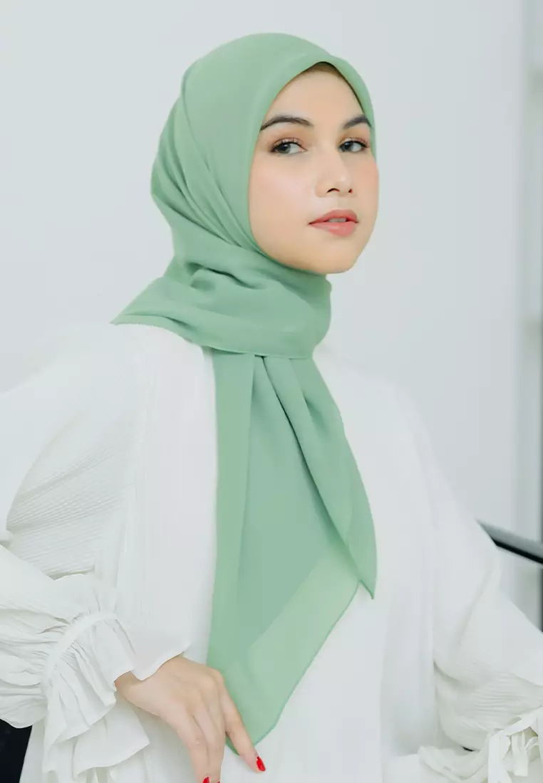 Polly Cotton (Hijab Segiempat Bella Square) Green Mint