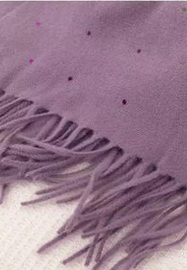 Aksesoris Wanita Polka Dots Cashmere Pashmina Syal Wanita Tebal Kasmir Lilac