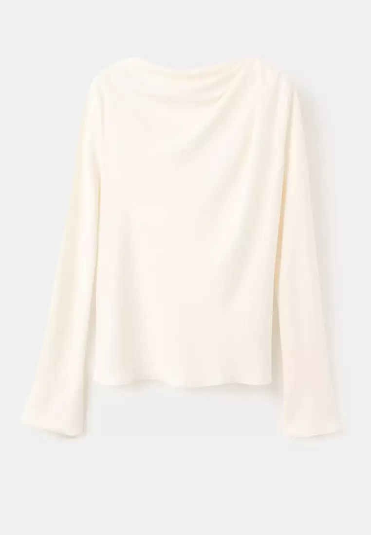 Draped Boat-Neck Blouse