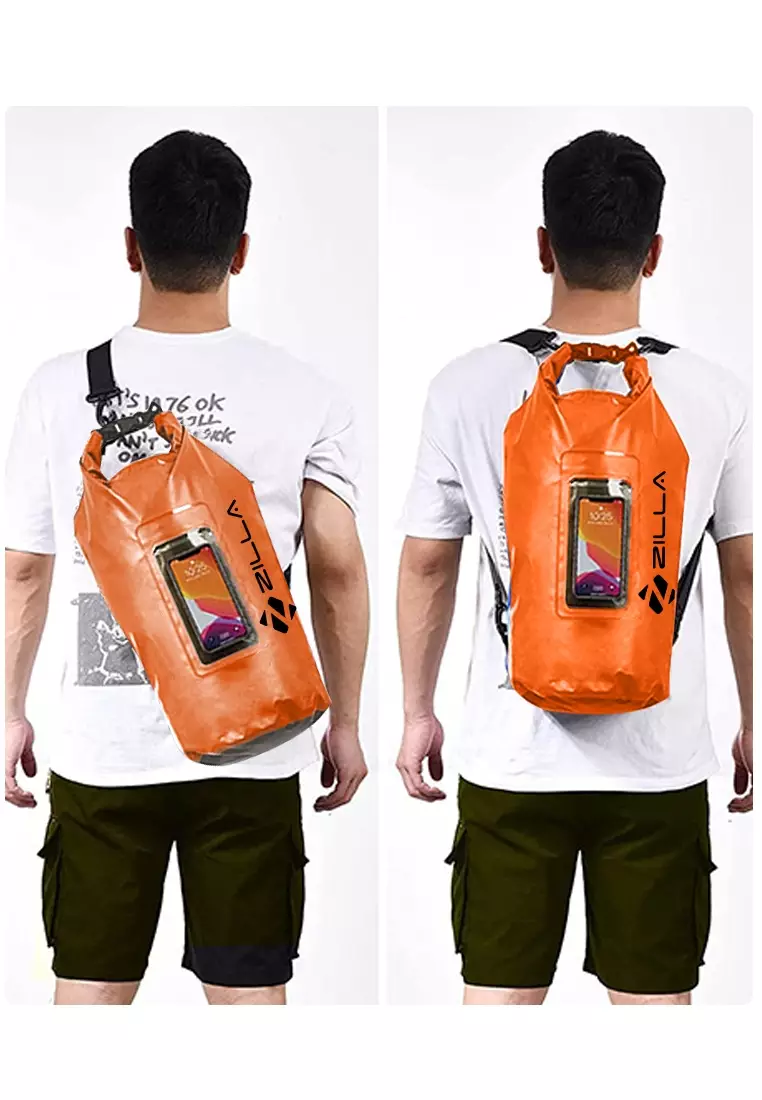 Zilla 10L Dry Bag With Touch Sensitive Phone Tablet Pocket Orange
