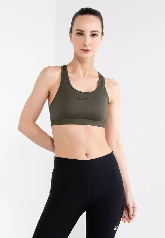 Buy Nike Dri-FIT Swoosh Women’s Medium-Support 1-Piece Pad High-Neck Sports  Bra (Medium, Medium Olive/Black/White) at
