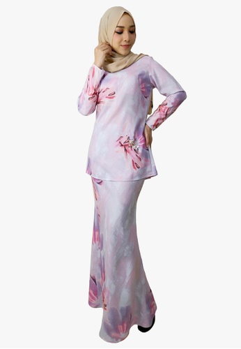 Buy Kurung Moden Print Floral from Zoe Arissa in Purple only 139