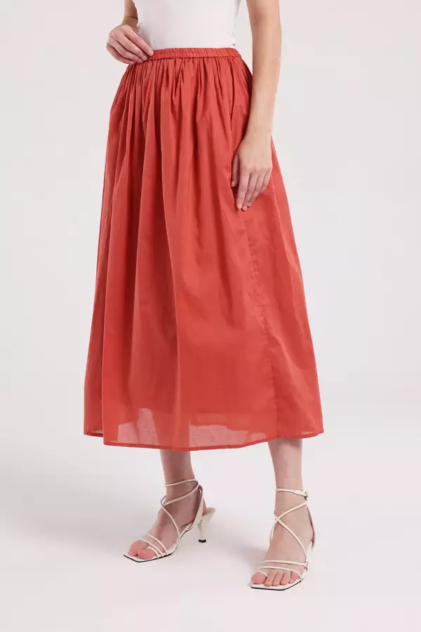 MINIMAL - Pauline - Rok Lebar Bahan Katun - Mustard Warna Mustard