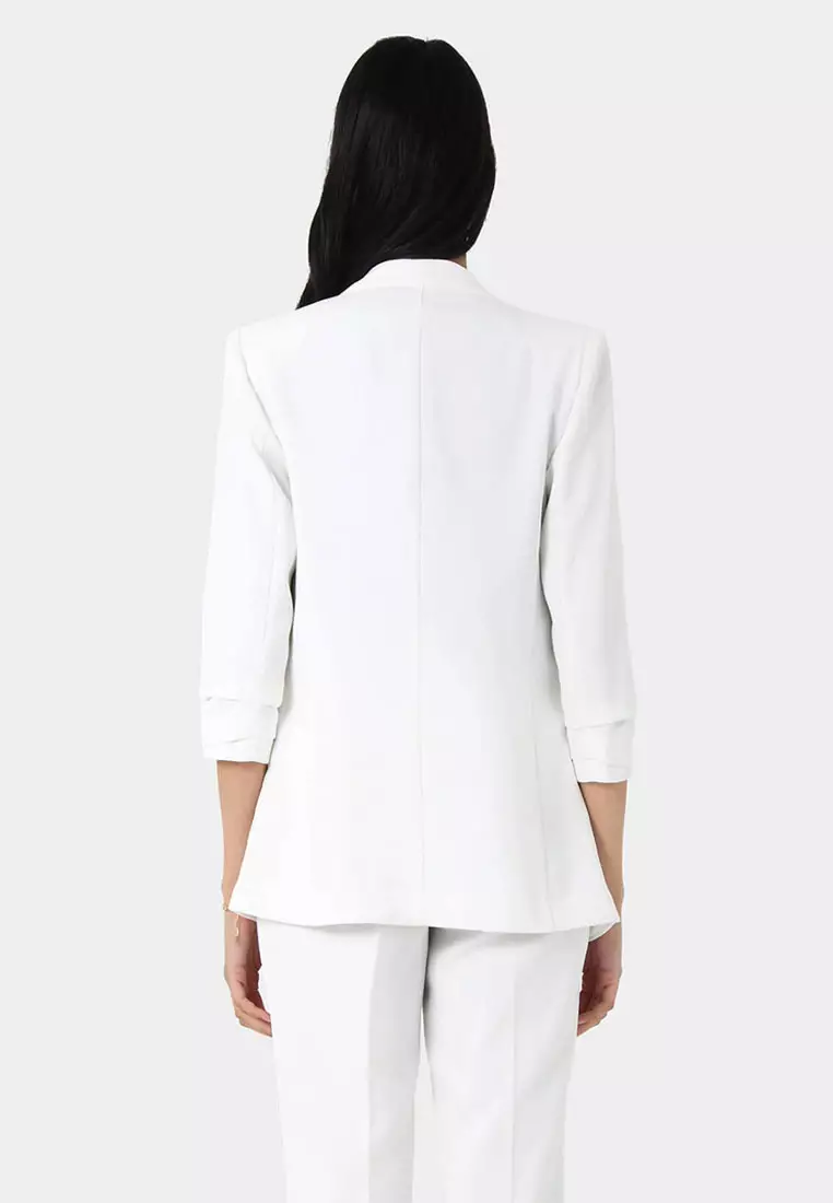 White best sale collarless blazer