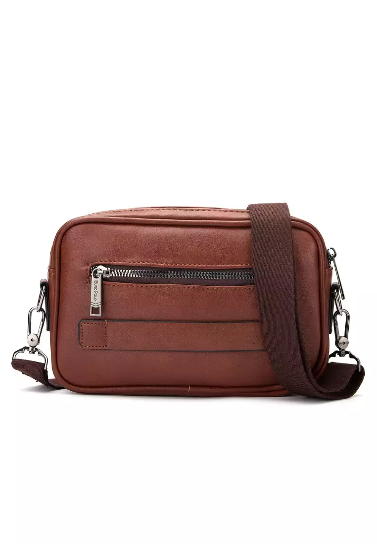 Euro Polo Men's Casual Faux Leather Sling Bag with Gift Box EBA 51207