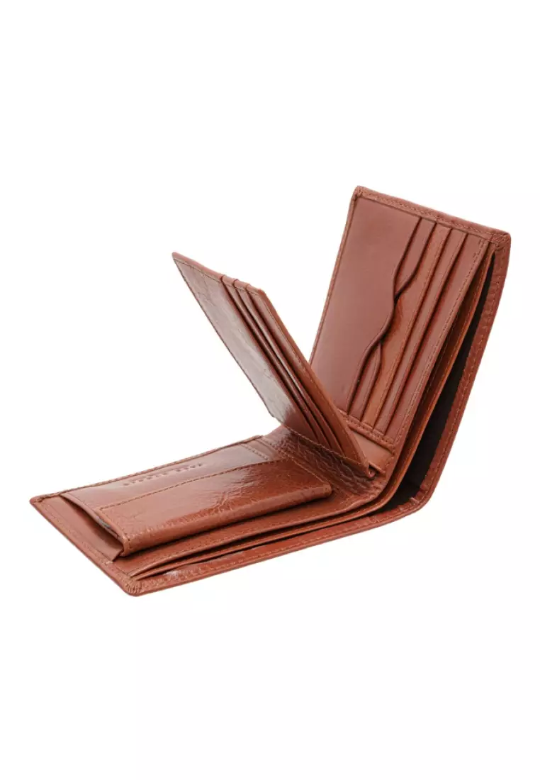 Vegetable Tanned Leather ID Coin Bifold Wallet JWC 30862