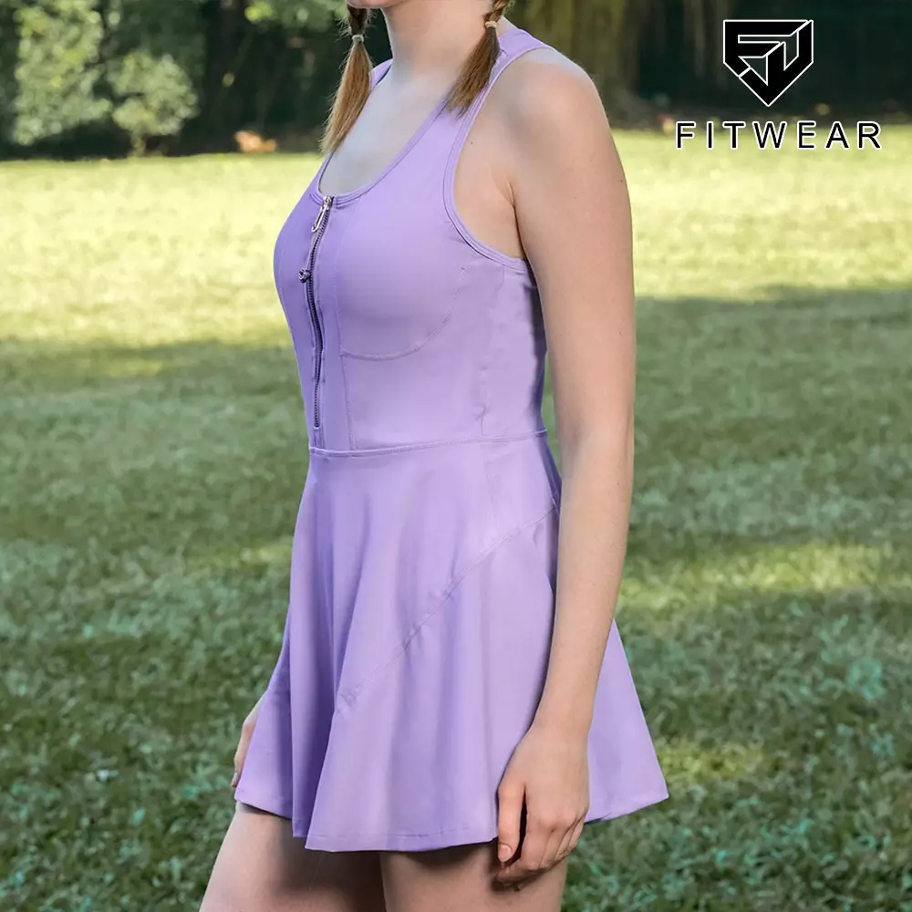 Fitwear - Dress With Sportbra & Inner Olahraga Wanita DEVINA TENNIS DRESS ZIP - LILAC