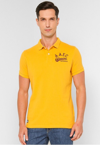 SUPERDRY yellow Organic Cotton Superstate Short Sleeve Polo Shirt - Original & Vintage 958B8AA1E4CB17GS_1