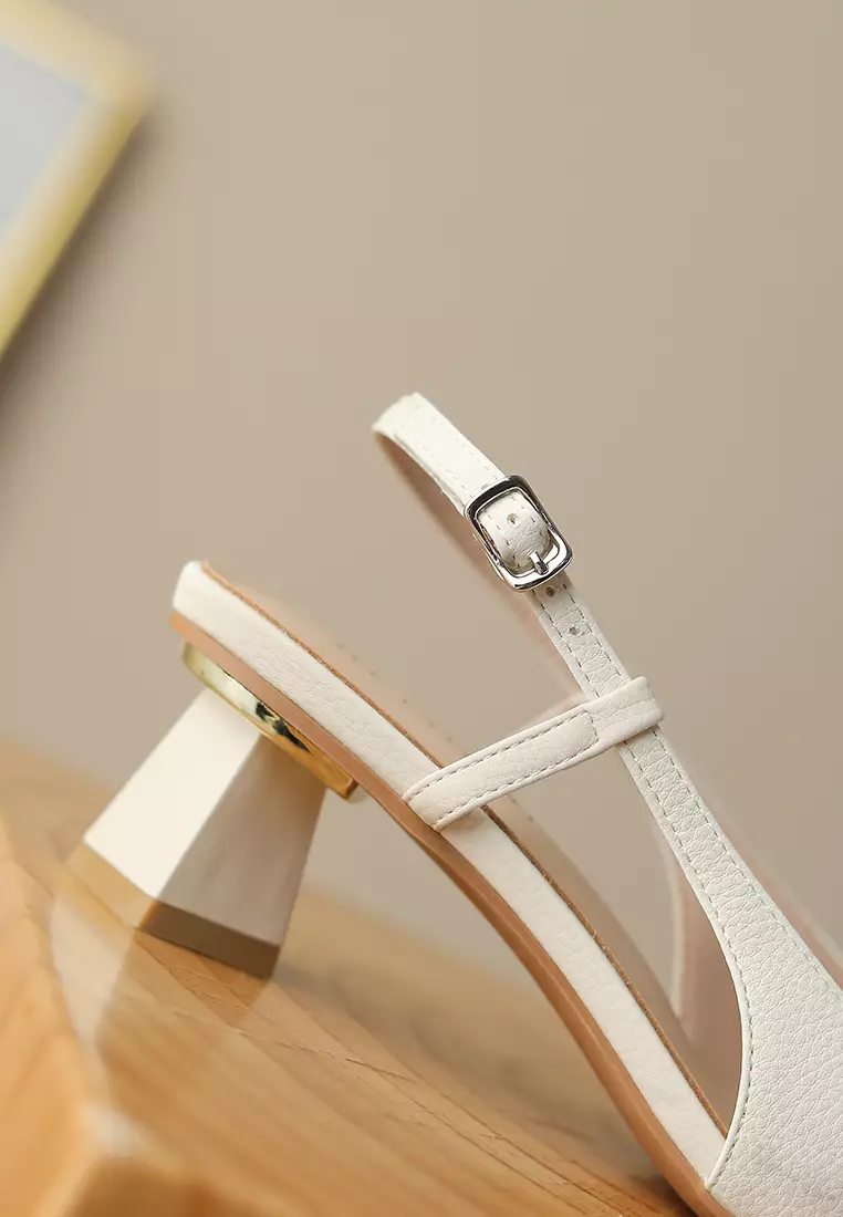 5CM Square Buckle Slingback Mid Heels XJ1328-2