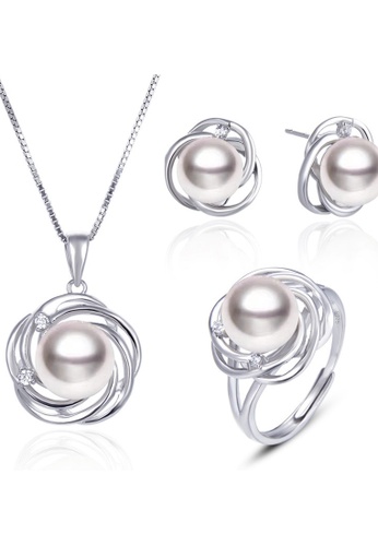A-Excellence silver Premium Freshwater Pearl  8.00-9.00mm Flower Necklace 097CFACE0F6923GS_1