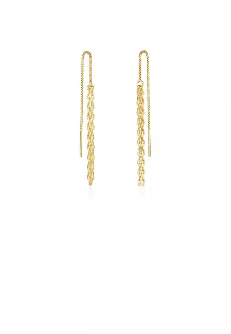 Gold hoop on sale tassel earrings
