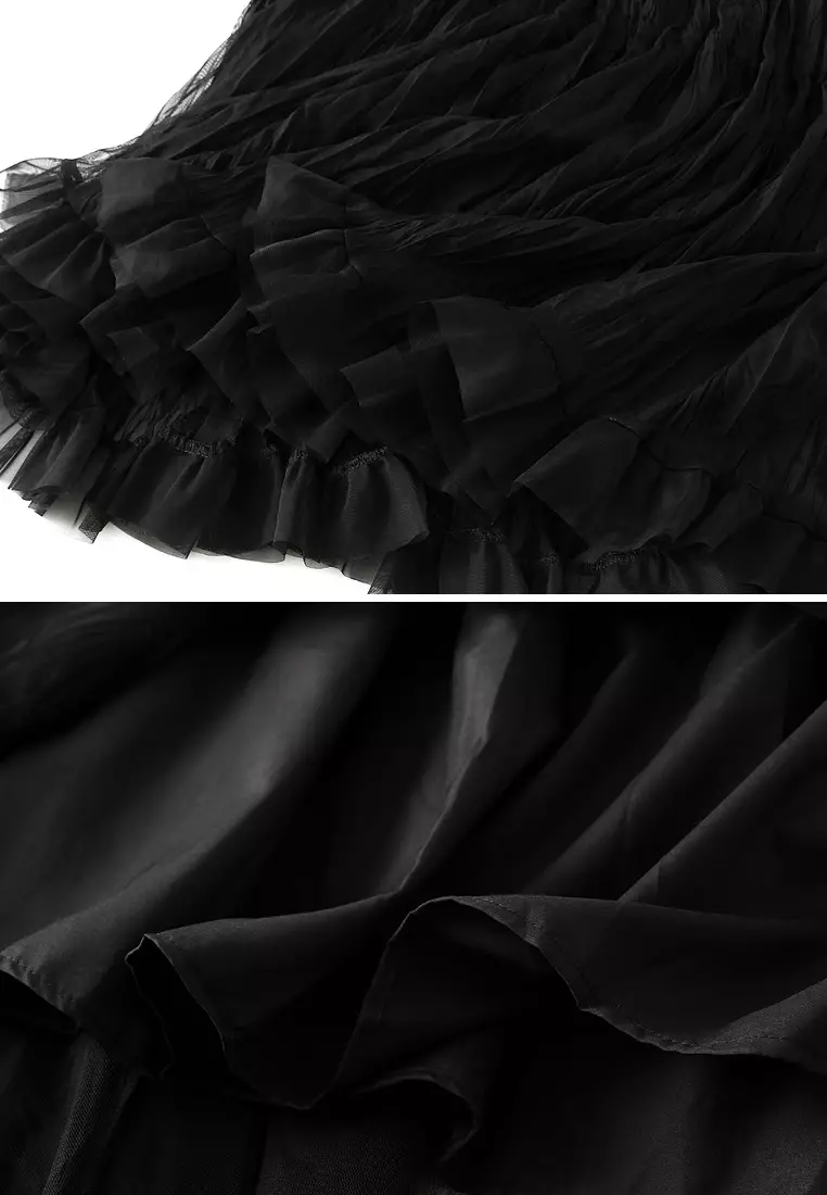 高腰褶皺網紗裙 AF0915