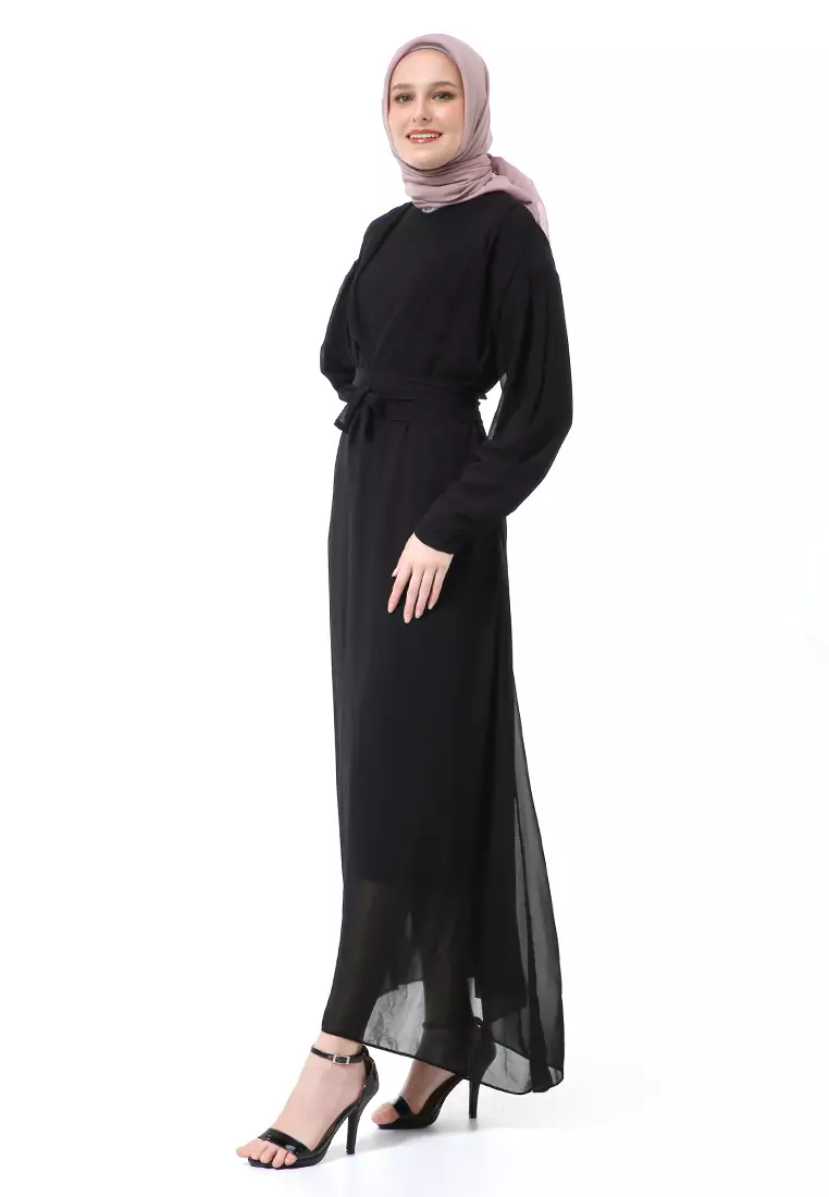 Alika Gamis Dress Long Sleeve Wanita Muslimah High Quality Premium - Black
