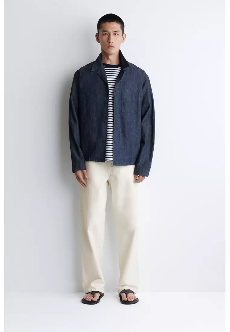 RESORT-COLLAR DENIM OVERSHIRT