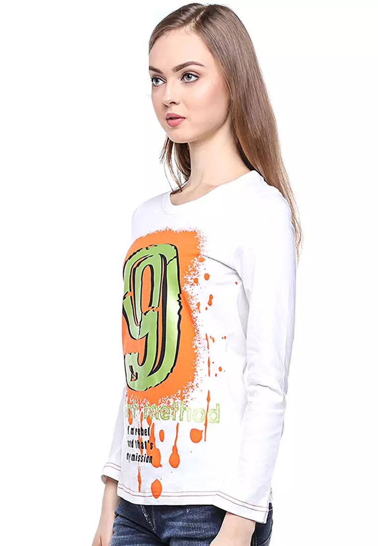 LGS - Regular Fit - Kaos Wanita - Putih - Gambar Sablon