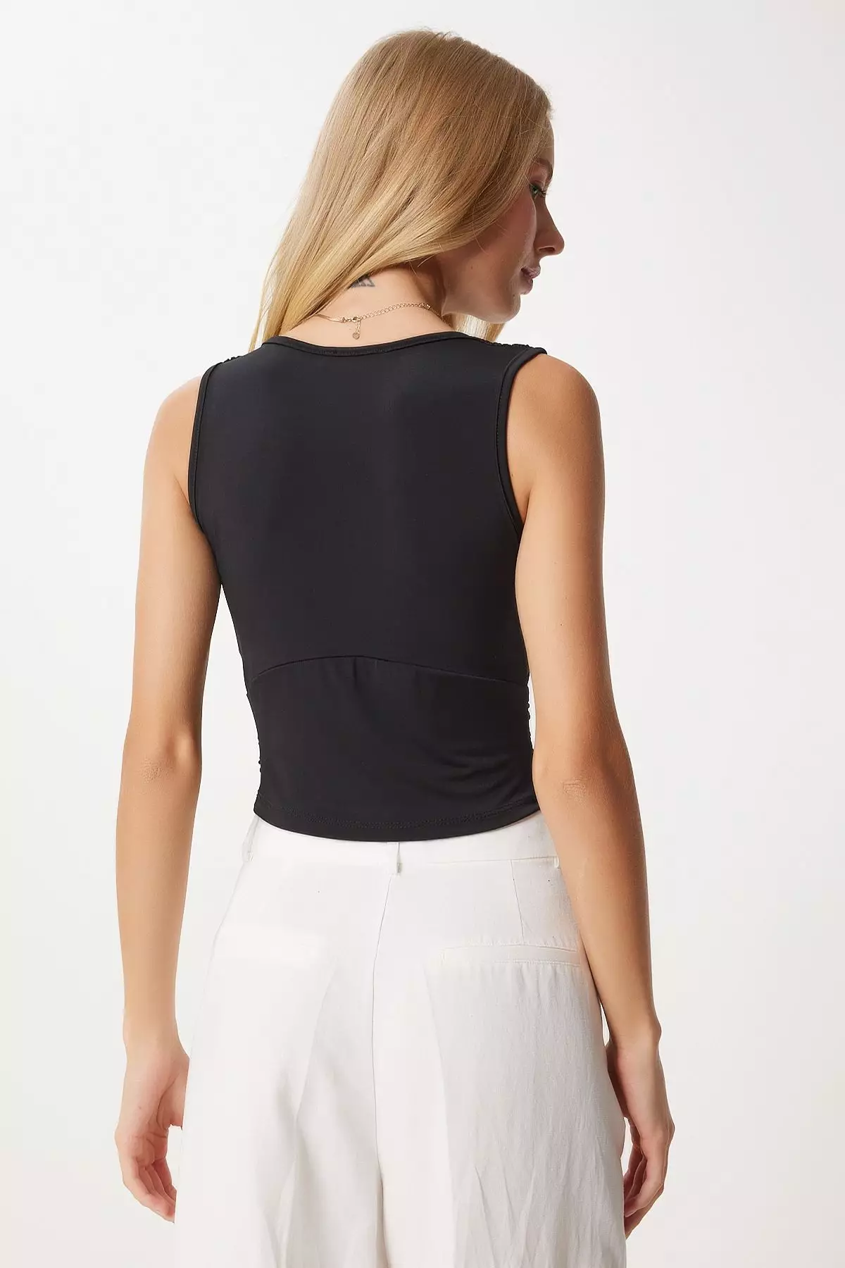 V-Neck Ruched Crop Top