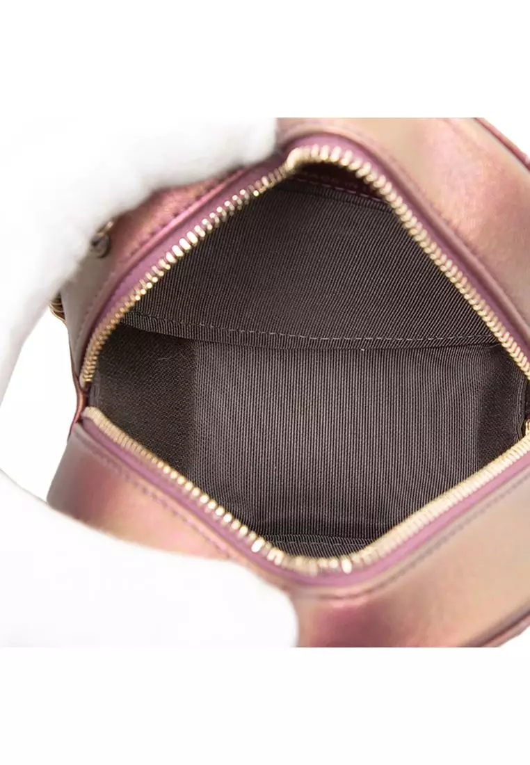 Pre-Loved Chanel Quilted Iridescent Lambskin Round Clutch With Chain