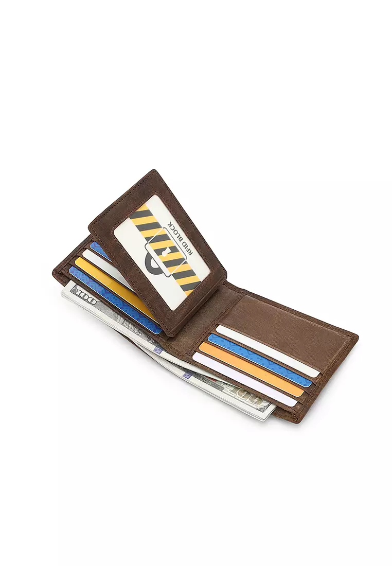 Gift Set - Leather RFID Wallet + 35mm Automatic Buckle Belt (Set Hadiah - Dompet RFID Pria & Sabuk Otomatis Belt Pria) - Cokelat / Hitam