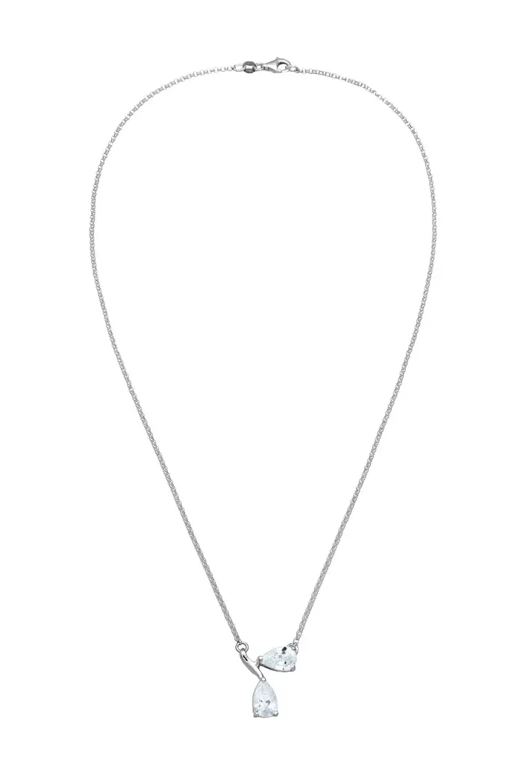 Kalung Perhiasan Perak 925 Wanita White Zirconia Drop