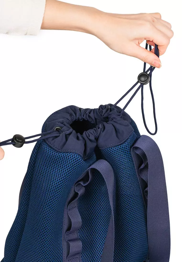 Crossing Noa Drawstring Mesh Tote Bag - Dark Blue