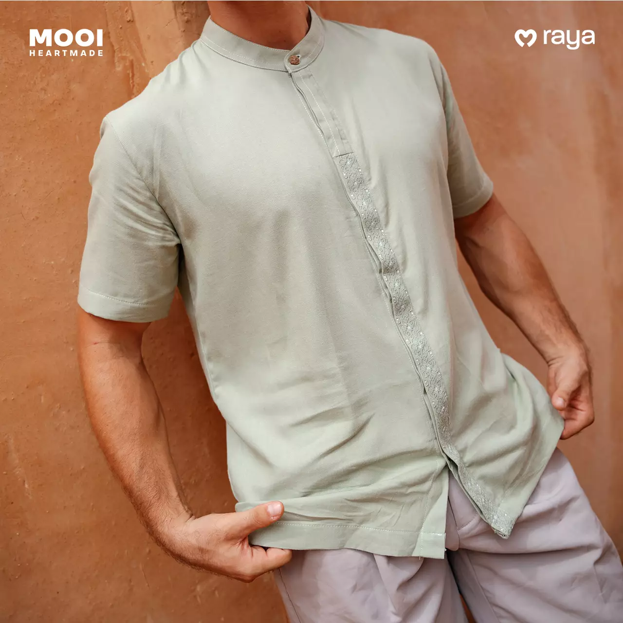 Mooi Atasan Pria Kemeja Pria Raya Collection Haneef Koko - Camel Brown