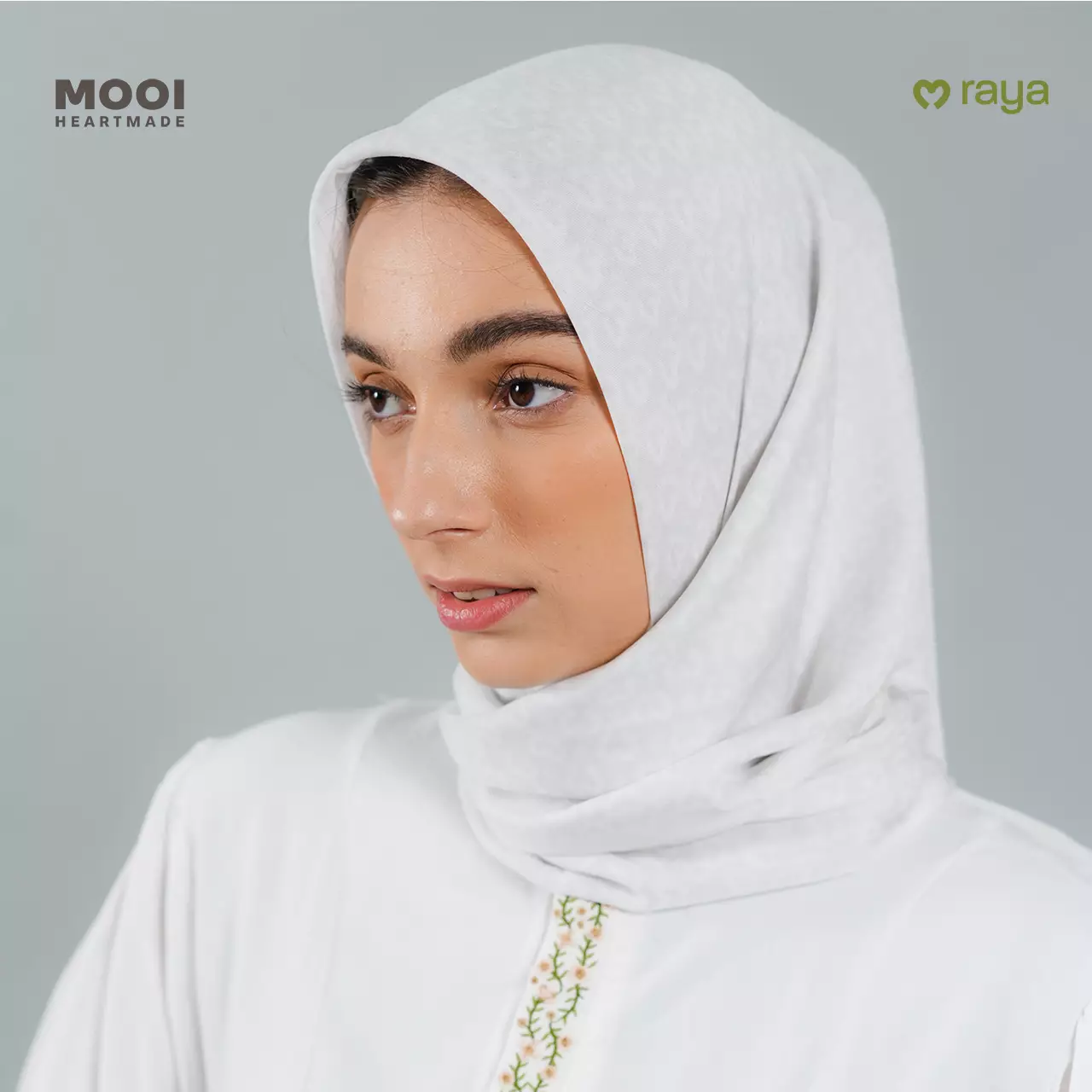 Mooi Monogram Hijab Print Scarf Print Voal - Pink Rose