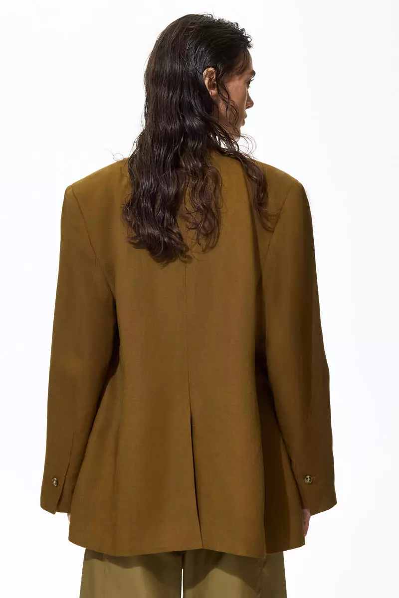 Linen-blend blazer
