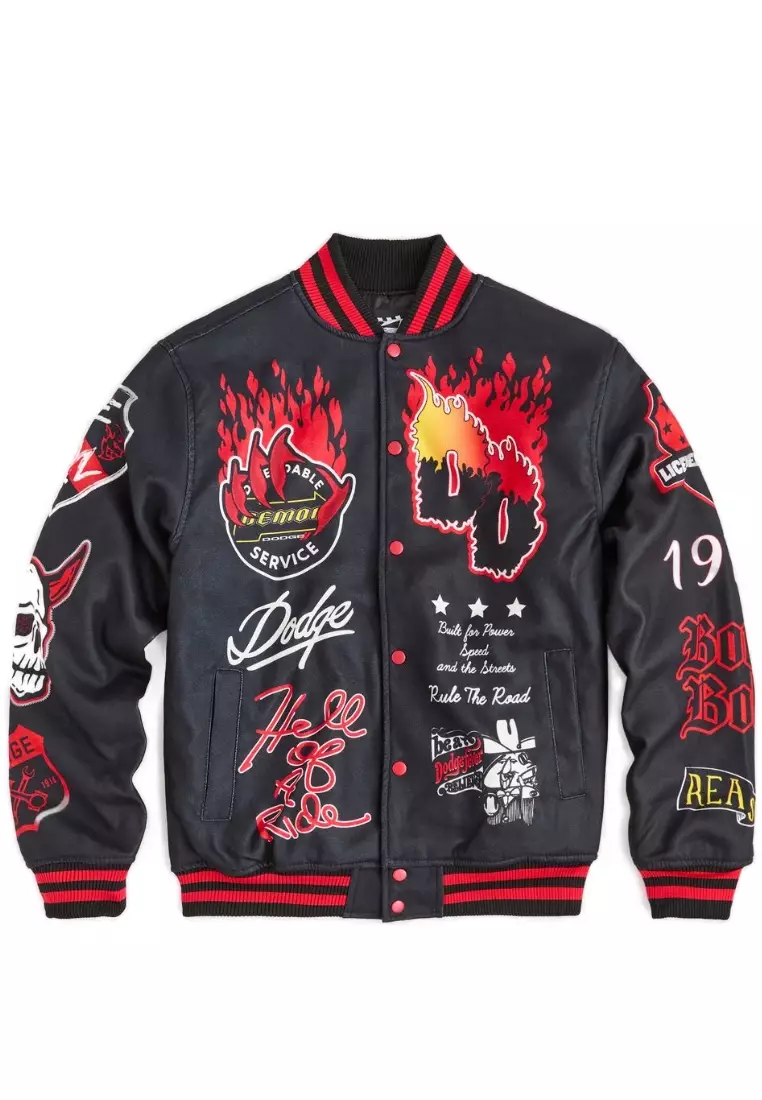 NYC Streetwear - Dodge Demon Varsity Jacket - Black/Red