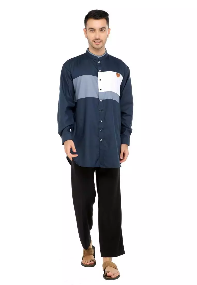 Baju Koko Gamis Muslim Pria Adnan - Navy