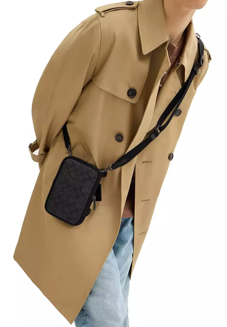 Aden Crossbody Bag In Signature Canvas in Charcoal/ Black CW364