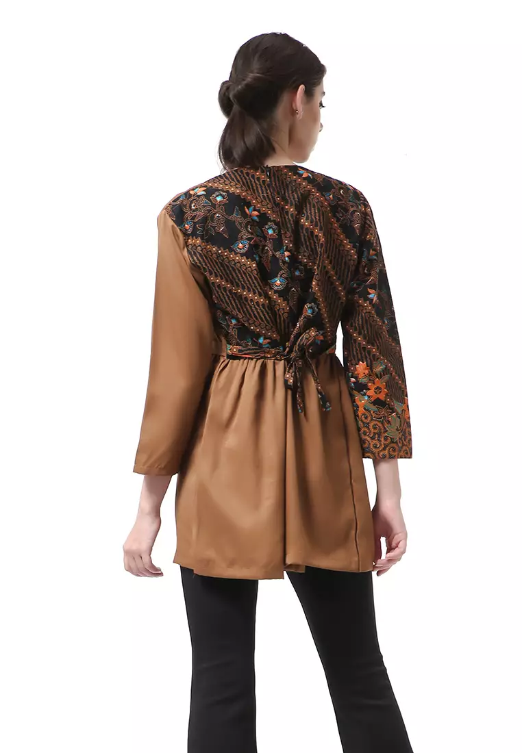 Olaf Atasan Wanita Batik Kerja Elegant Design Material Cotton ORIGINAL - Brown