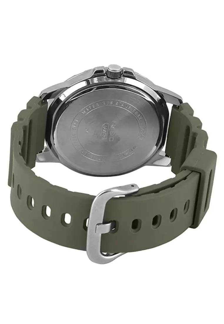 Casio Men's Analog Watch MTP-VD01-3EV Army Green Resin Band