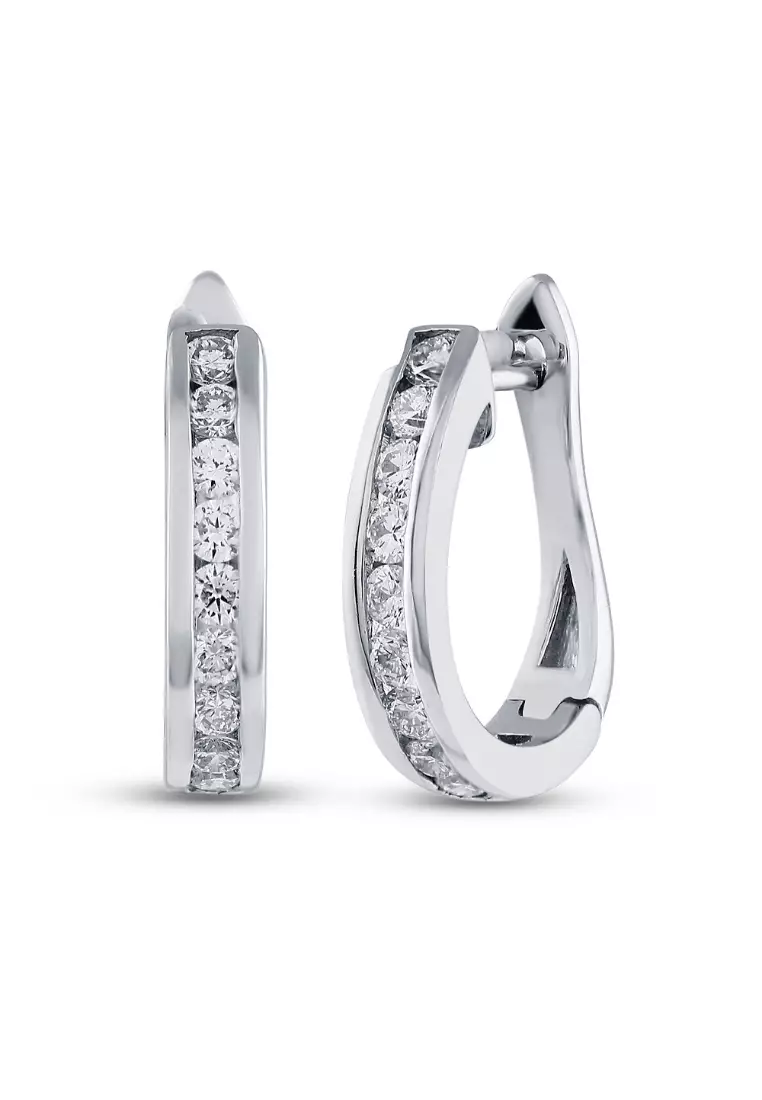 White gold clearance diamond hoop earring