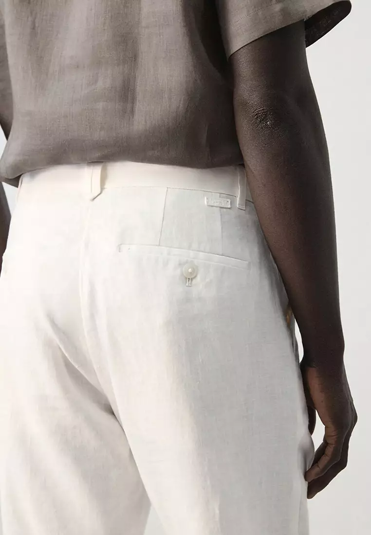 Slim-Fit 100% Linen Trousers
