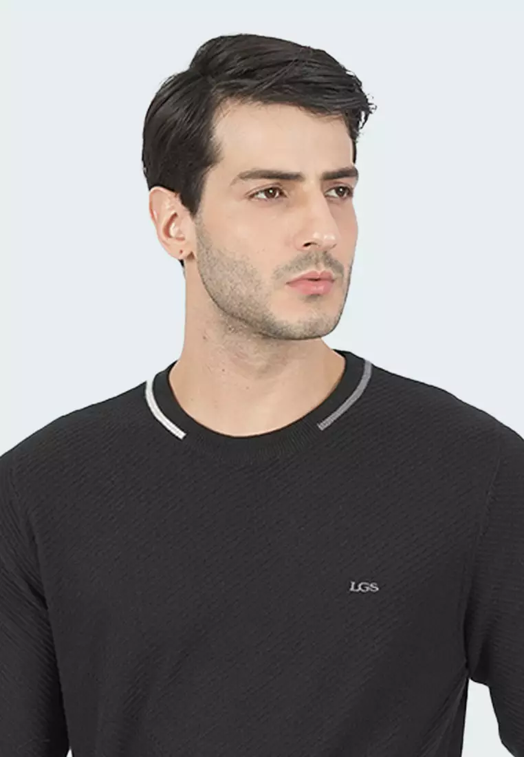 LGS - Sweater Casual Pria - Lengan Panjang - Motif Polos - Warna Hitam - CST.260.D068.33.C-L/S