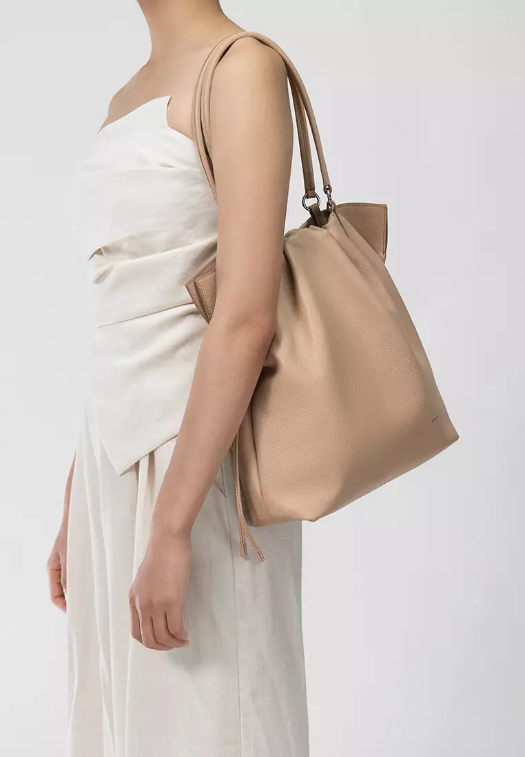 GEORGIANA Ruched Shoulder Bag - Caramel