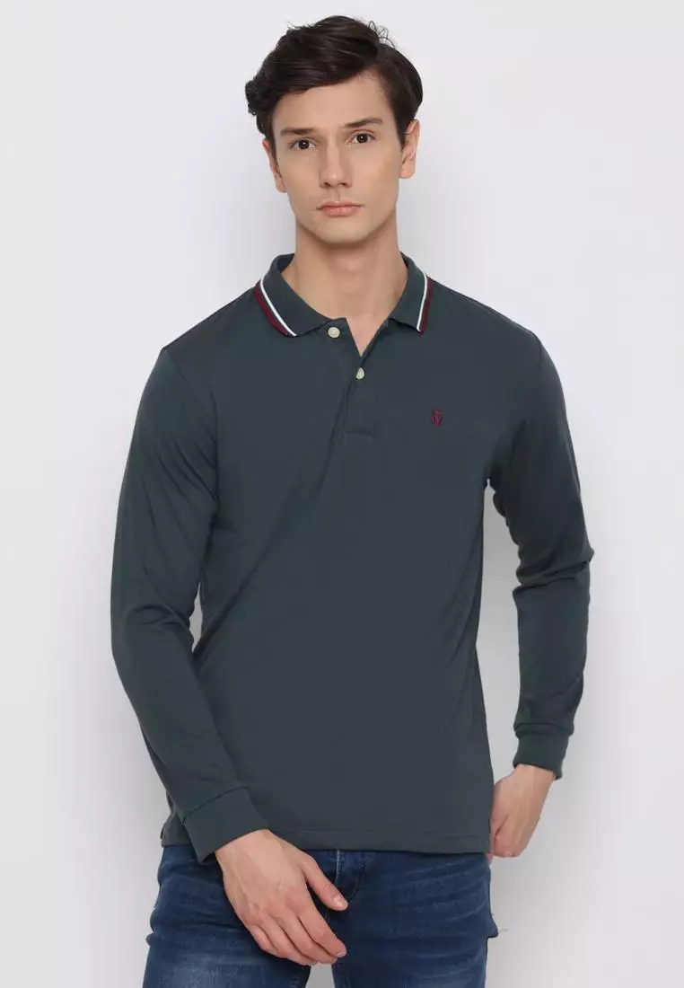 Matsuda Kaos Polo Shirt Lengan Panjang Pria Kerah Kasuga