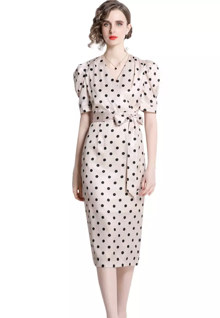 Polka dot one piece dress sales