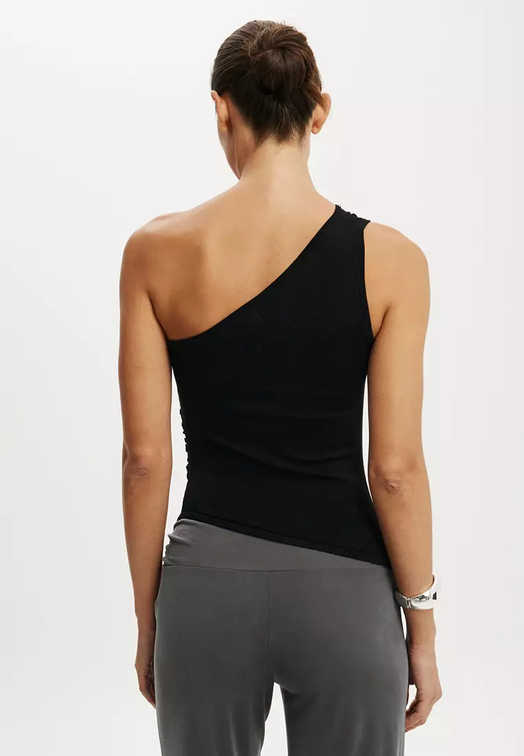 飾釘綴飾不對稱針織上衣