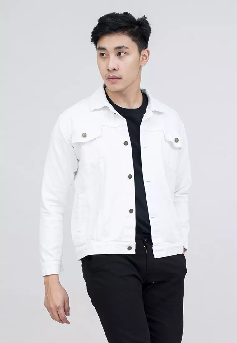 houseofcuff jaket jeans denim putih tebal pria unisex surving tsunami