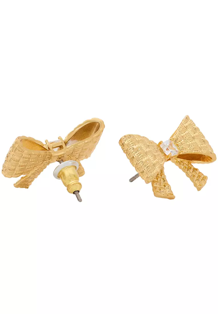 Wrapped In A Bow Studs Earrings in Clear/ Gold KJ975