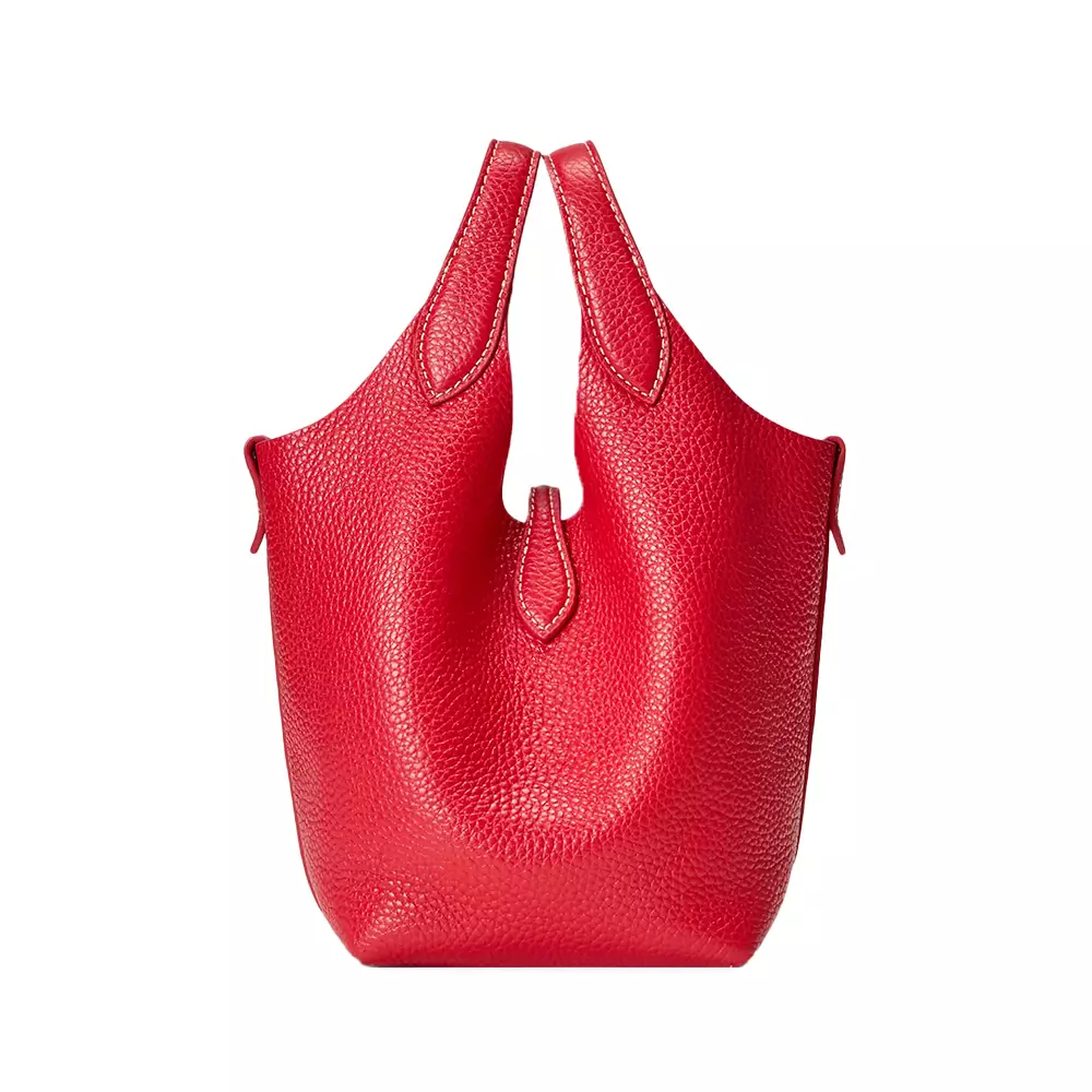 Polo Play Leather Small Tote and Crossbody Cherry