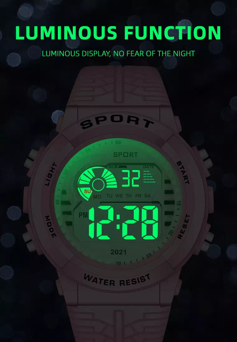 Jam Tangan Wanita Digital Tali Silikon Jam Murid Olahraga Mode Jam Tangan Wantia pink
