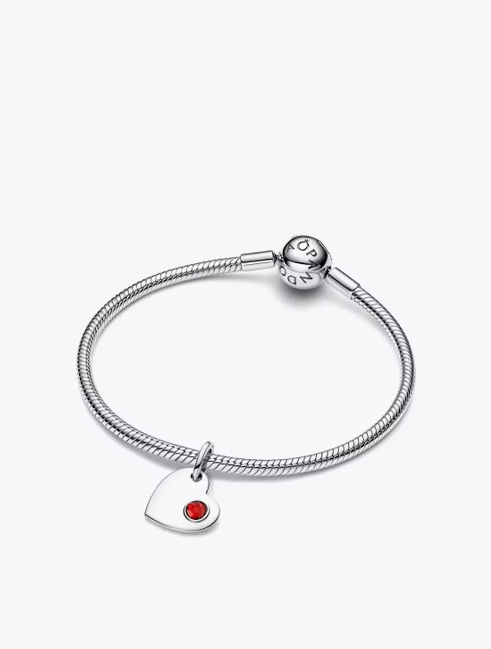 Engravable Heart Sterling Silver Dangle with Salsa Red Crystal