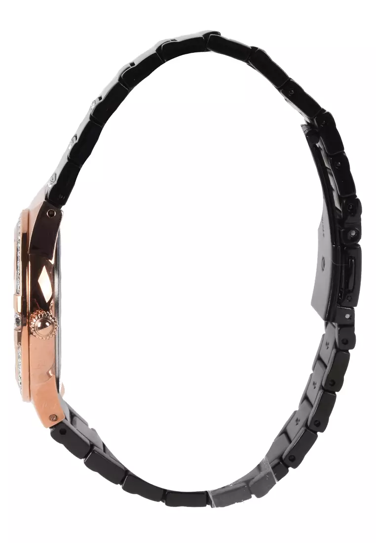 Bonia Sapphire - Jam Tangan Wanita - Rosegold - Black Stainless Steel Bracelet - BNB10667-2537S