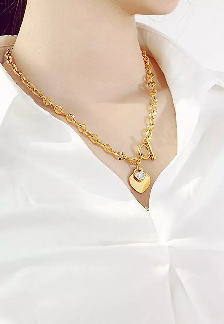 Buy Bullion Gold Diamond cut Belcher Chain T-lock Toggle Necklace in ...