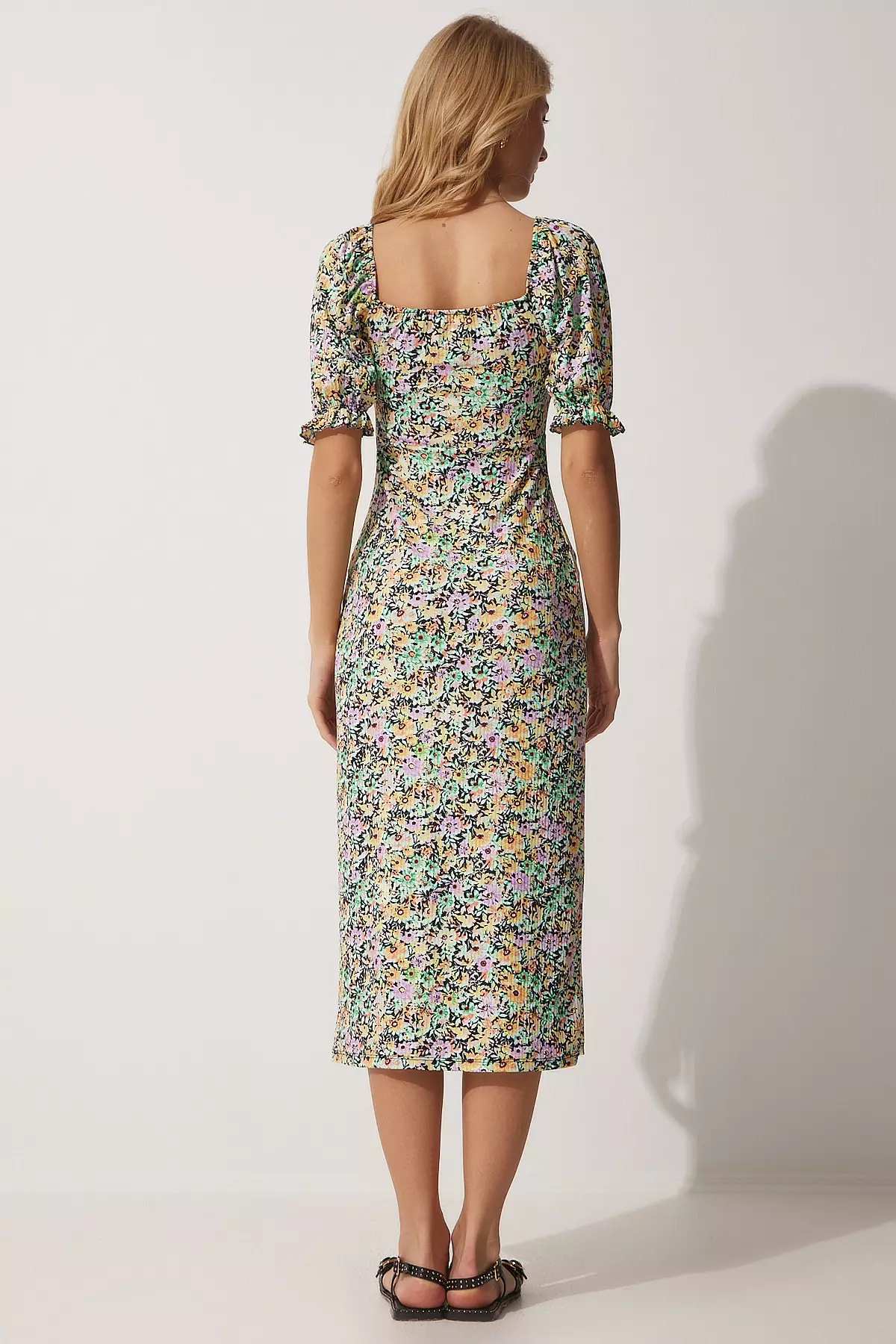 Elastic Carmen Collar Viscose Summer Dress