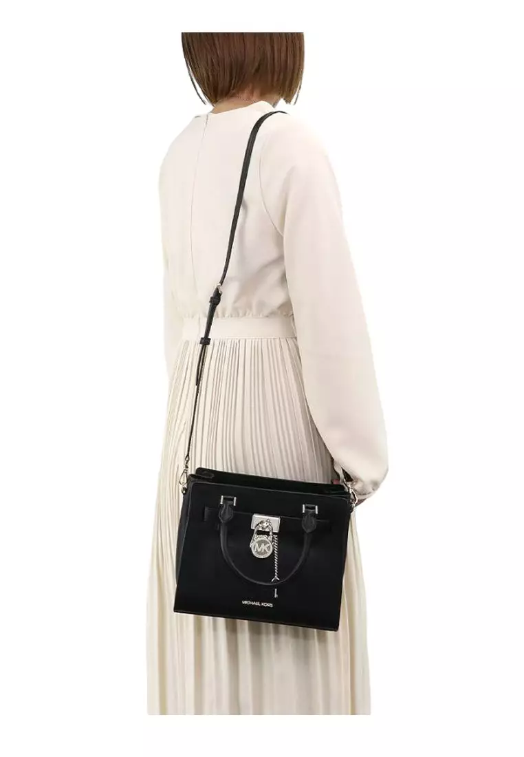 Hamilton Small Satchel (Silver Hardware) - Black