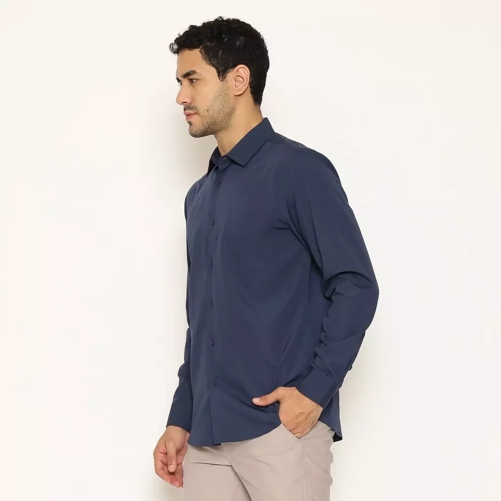AMK Kemeja Basic Pria Lengan Panjang SHS GINJIRO L/S Navy Blue
