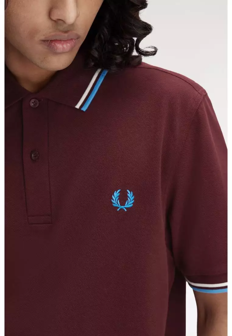 Fred Perry M3600 Twin Tipped Fred Perry Shirt (Oxblood / Ecru / Court Blue)